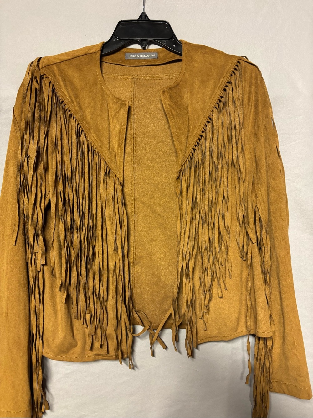 Kate & Mallory Mustard Fringe Suede Jacket